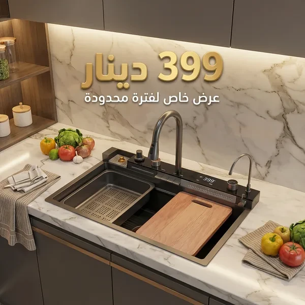 حوض مطبخ ذكي فاخر متعدد الوظائف AquaChef Smart Sink Pro